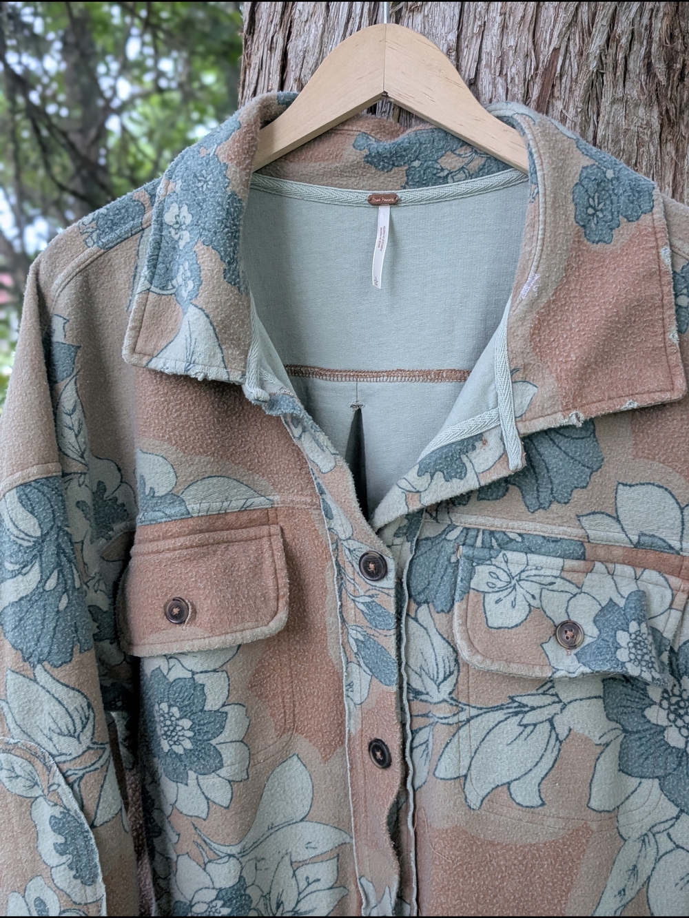 Free People Women's Shacket Floral Cotton Size Large Oversized - Picture 4 of 10